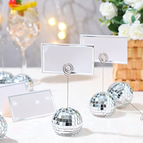 20 Set Disco Ball Place Card Holders with Wire Clips for Party Tables