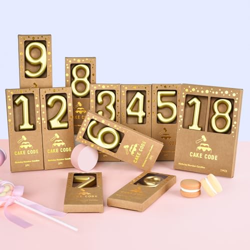 Gold 30 Birthday Number Candle - 2.76 Inch Large Cake Topper with Holder