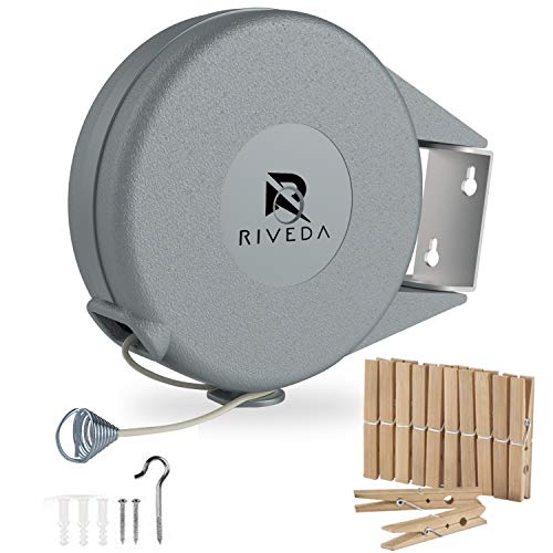 Retractable Clothesline - 45ft Heavy Duty Indoor & Outdoor Wall Mount Laundry Line