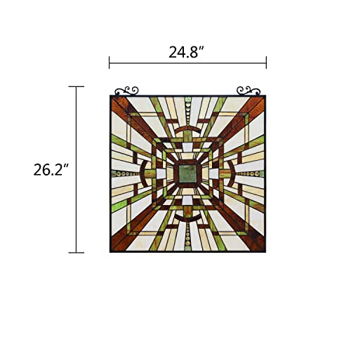 Handcrafted Stained Glass Mission Window Panel - 25" Wide