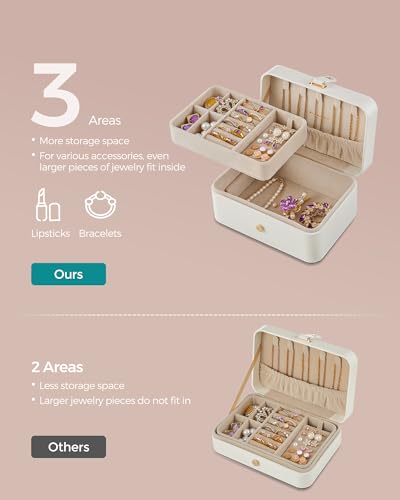 2-Layer Portable Travel Jewelry Organizer Box with Velvet Lining