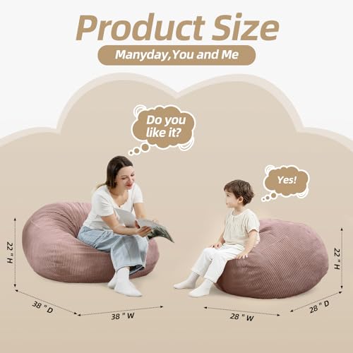 2.5ft Corduroy Bean Bag Chair with Memory Foam Filling - Pink