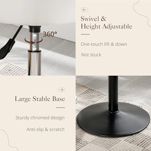 Adjustable Vanity Stool, 360° Swivel Makeup Chair with Faux Leather Seat