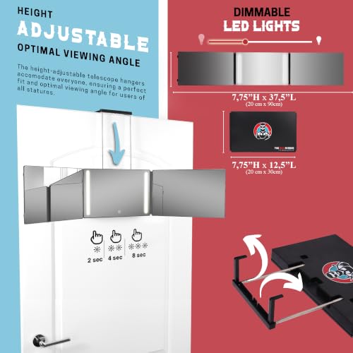 360 Mirror LED Lights Barber 3 Way Hanging Self Hair Cutting System