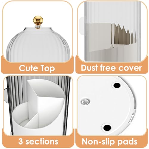 YOOLENS Transparent Rotating Makeup Brush Holder with Lid - Dustproof Vanity Organizer