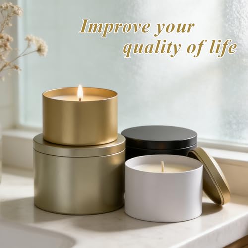 8oz Black Candle Tins with Lids - Heavy-Duty Metal Containers (10PCS)