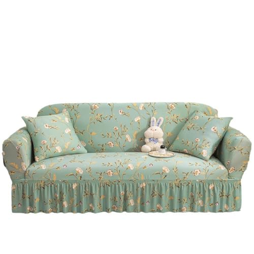 2-Seater Sofa Cover with Skirt - Universal Polyester Fabric, Anti-Slip, Modern Protection