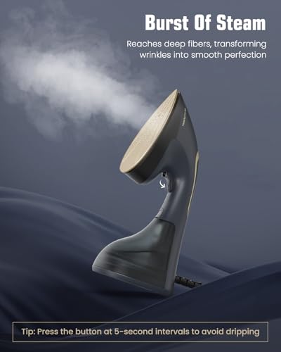 BEAUTURAL Handheld 2-in-1 Garment Steamer & Iron, 1200W Navy