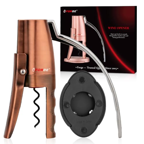 Forge Copper Black Vertical Lever Corkscrew Wine Opener with Foil Cutter