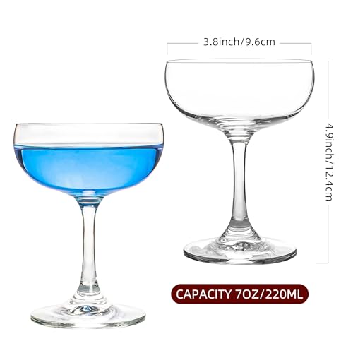 HAKEEMI 12 PCS Champagne Glasses Set - 7oz Crystal Coupe for Weddings & Parties