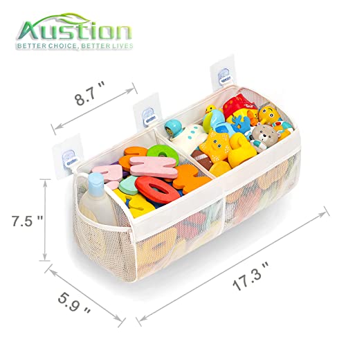 Austion Mesh Bath Toy Organizer - 2 Compartment Quick Drying Storage Bag