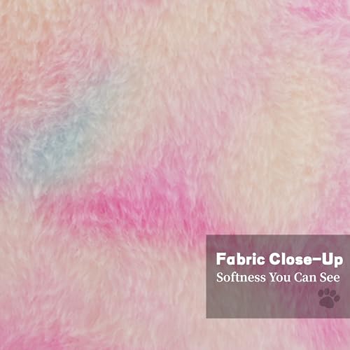 Rainbow Faux Rabbit Fur Memory Foam Bean Bag Chair for Kids