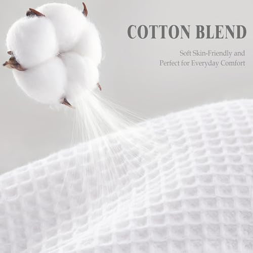 Waffle Weave Shower Curtain, Heavyweight Cotton Blend Fabric, 72x72 Inch