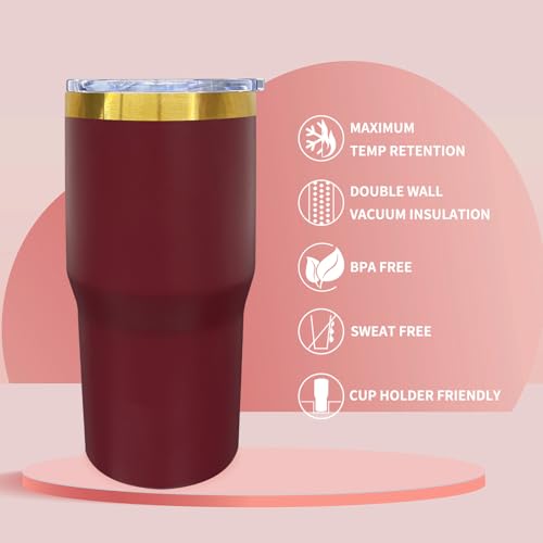 20 oz Mixed Tumbler with Lids & Straws - Metalya Stainless Steel, Gold Powder Coated (6 Pack, Mixed)