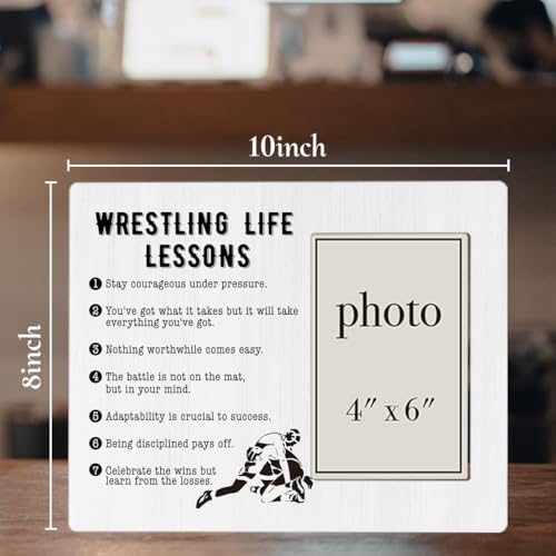 Wrestling Life Lessons Picture Frame – 8x10 (holds 4x6) Wooden Gift, Wrestling