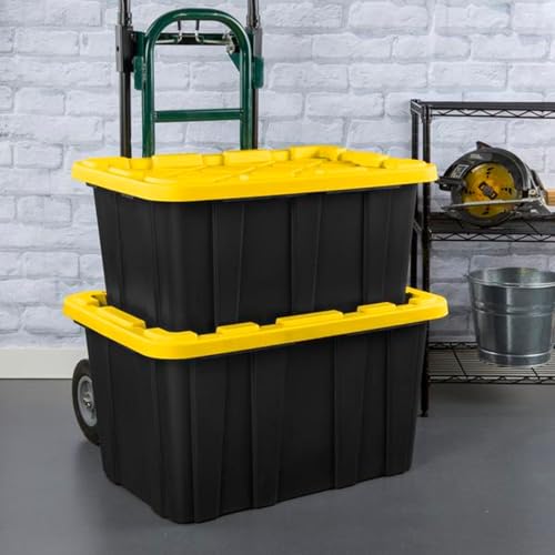Industrial Storage Tote 27 Gallon 4-Pack Heavy-Duty Plastic Utility Box