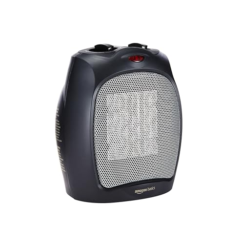 Ceramic Space Heater 1500W Portable Indoor Heating with Thermostat Black