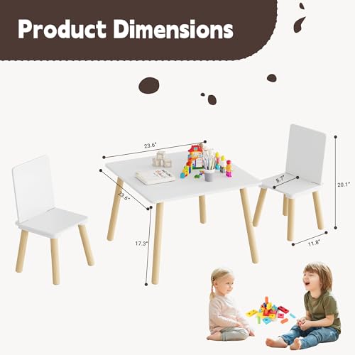 Kids Table and 2 Chairs Set - Sturdy Toddler Play Furniture for Home