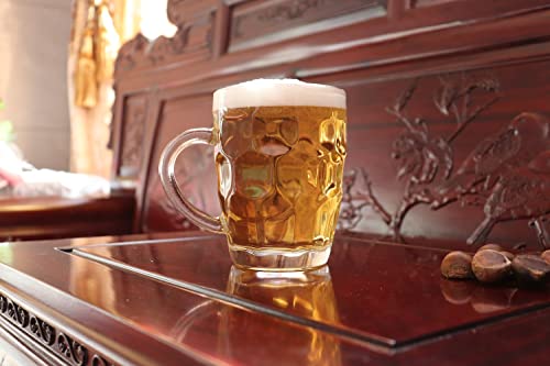 1 Pint Dimpled Beer Mugs - Heavy Duty Glass Pub Style Cup Set of 2