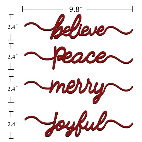 Aukolass 4 Red Christmas Wood Place Card Signs Holiday Table Decor