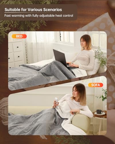 Queen Size Electric Heated Blanket - 9 Heat Levels, Auto-Off, Plush Fabric