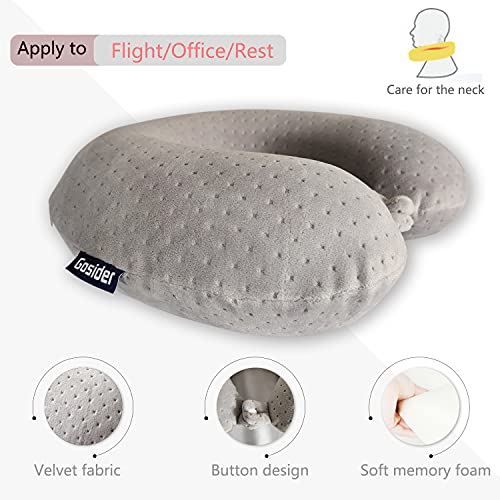 Memory Foam Travel Neck Pillow - U Shape Velvet Support for Head & Neck Relief