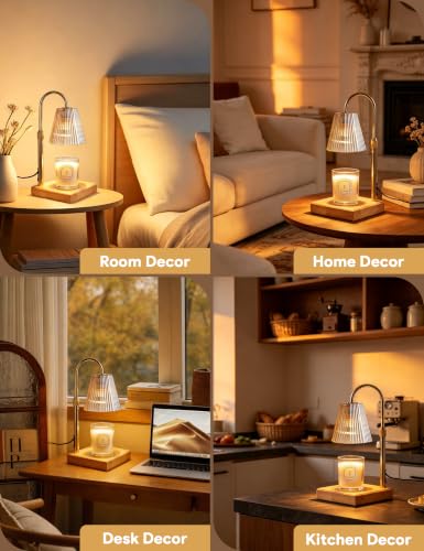 Candle Warmer Lamp with Adjustable Height & Timer, Gold
