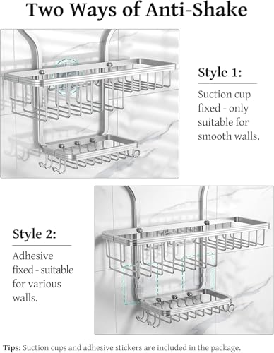 Yasonic Hanging Shower Caddy 3-Tier Rustproof Aluminum Over Shower Head Organizer