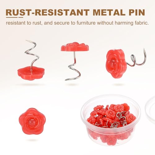 50 Pcs Upholstery Twist Pins for Furniture & Slipcovers - Red Rose