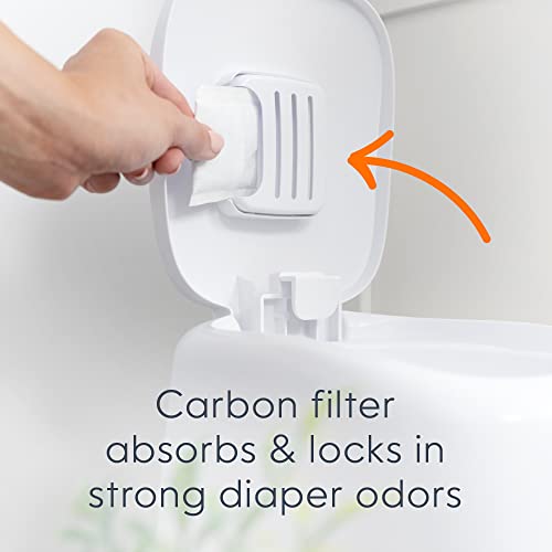 Hands-Free Odor-Lock Diaper Disposal Pail with Refill and Carbon Filter