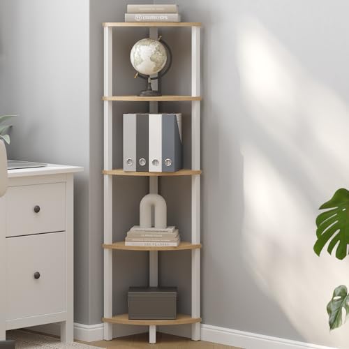 5-Tier Corner Bookshelf, Industrial Storage Display Rack for Home Office