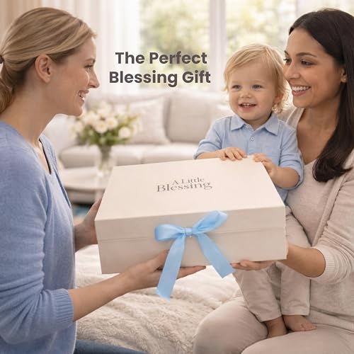 Baby Boy Baptism Gift Set - 5-Piece Christening & Dedication Keepsake Box