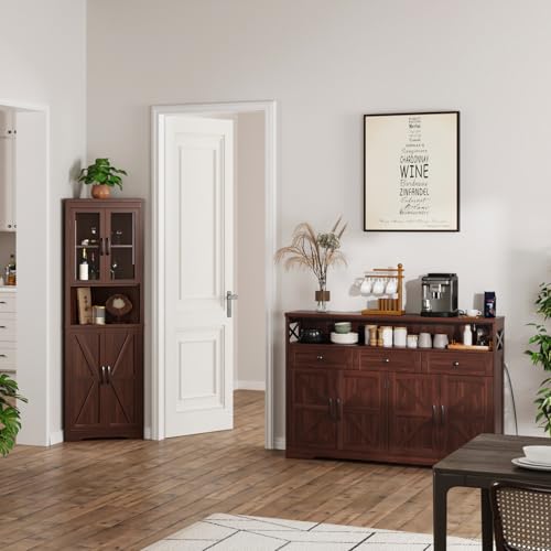 51" Farmhouse Buffet Sideboard with Storage, Coffee Bar Cabinet & Drawers