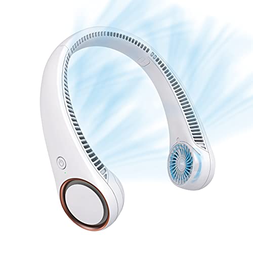 CIVPOWER Portable Bladeless Neck Fan - Hands-Free Rechargeable Personal Cooling Fan with 3 Speeds & 4000mAh Battery (White)