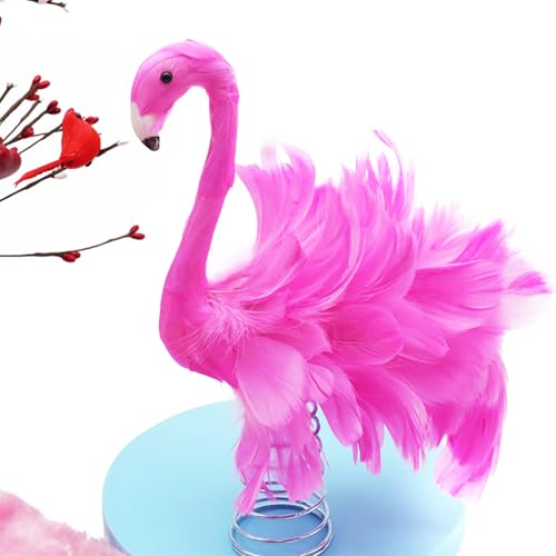 Pink Flamingo Christmas Tree Topper - Faux Feather Bird Ornament