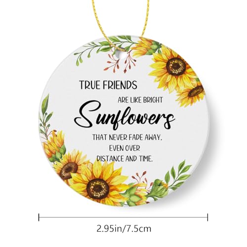 Friendship Gift Ornament - 3-Inch Sunflower Keepsake for Best Friends, Women, Sister, BFF, Christmas Hanging Decor with Gift Box