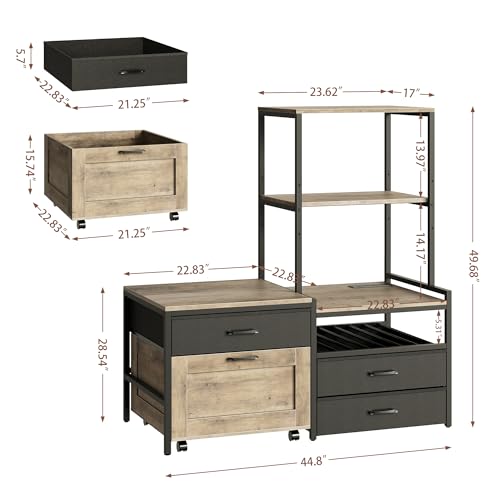 Mini Fridge Stand with Wine Rack and Storage Drawers, Kitchen Baker's Rack