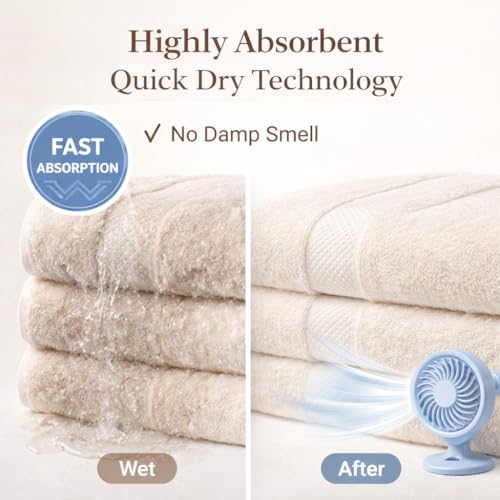 6 Pack Cotton Hair Towels - 20"x38" Quick-Dry Absorbent Towels for Hair