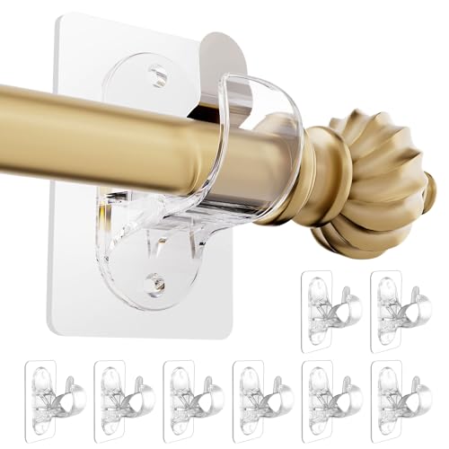 No Drill Curtain Rod Brackets, 8 Pack Heavy Duty Self Adhesive Rod Holders