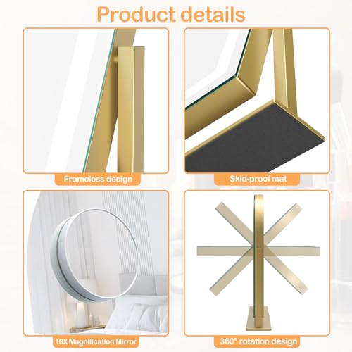 Gvnkvn Arched 17.2 in Lighted Makeup Mirror, 10X Magnifiers