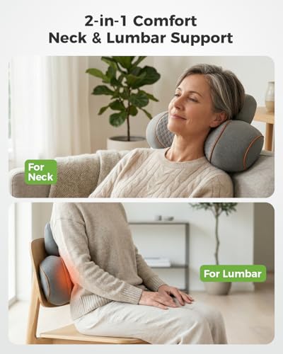 3-in-1 Neck Massager Pillow with Heat - Cordless Deep Tissue Relief