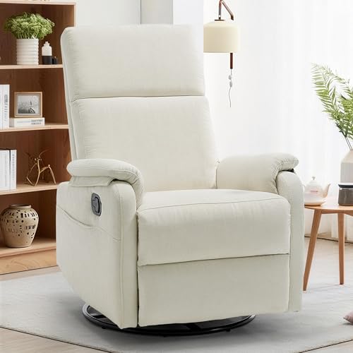 Swivel Rocking Recliner Chair, Chenille Nursery Glider for Living Room