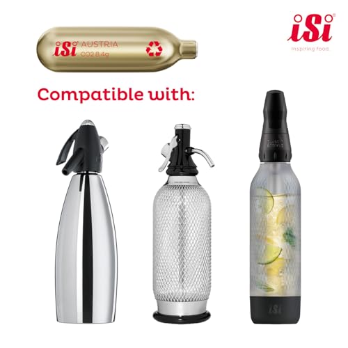 CO2 Soda Chargers for Soda Siphons, 8.4g Recyclable Steel, 10 Pack