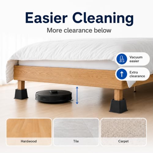 Heavy Duty Bed Risers 3 Inch - 2,000 lbs Capacity Furniture Lifters (4 Pack)