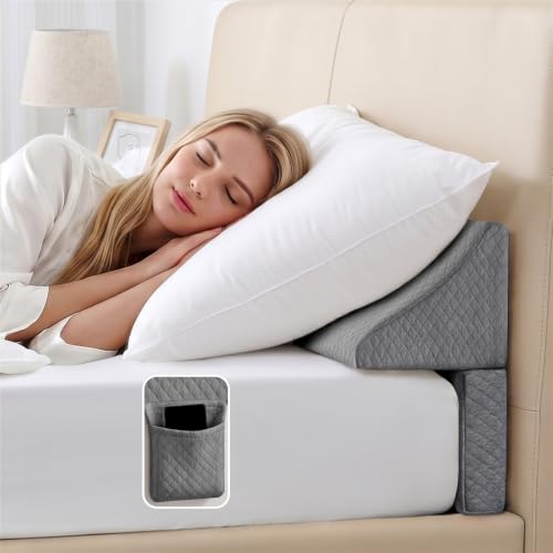 Foldable Bed Wedge Pillow Gap Filler, King Size, Dark Grey