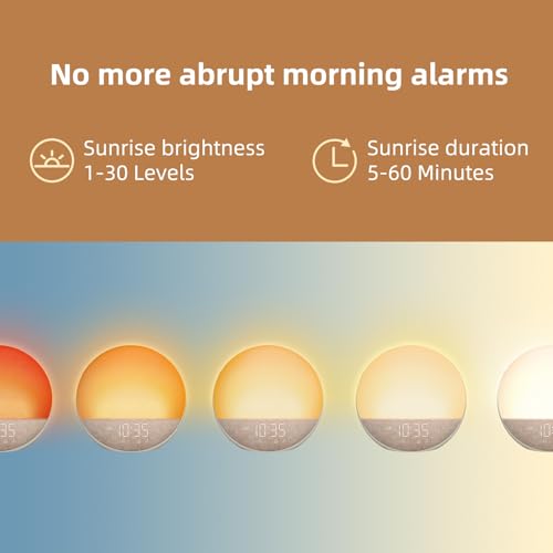 Sunrise Alarm Clock with Wake Up Light, White Noise Machine & Bluetooth Speaker