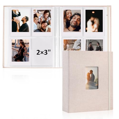 2-Pack 2x3 Inch Mini Photo Album with Linen Cover and Window
