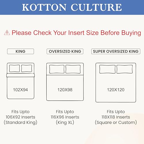 Oversized King Duvet Cover 120"x98" - 100% Egyptian Cotton, 1000 TC