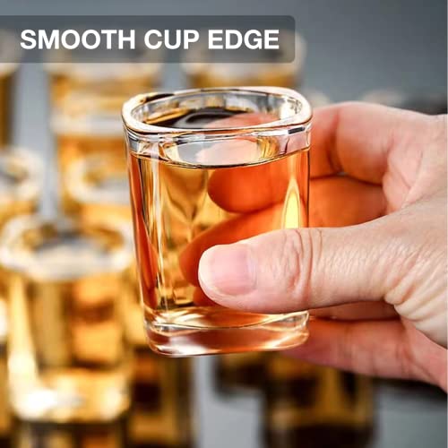 Hlukana 6 Pack Heavy Base Clear Shot Glasses Set 2.2 oz for Spirits & Liquors