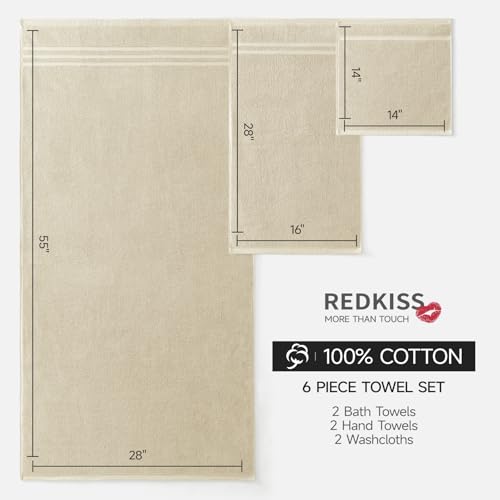 6-Piece Premium Cotton Towel Set - Soft Absorbent Bath and Hand Towels